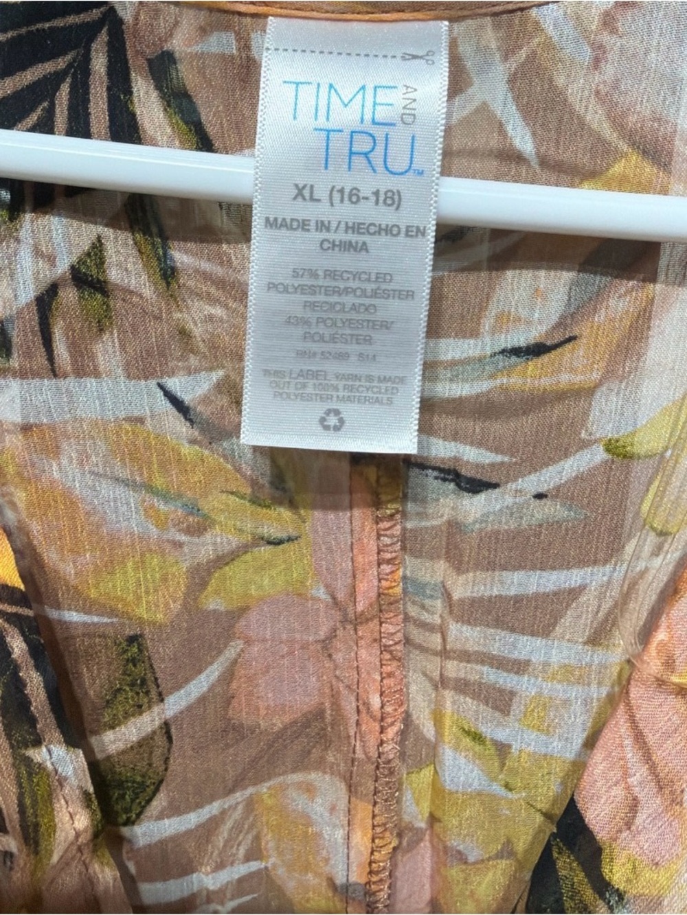 Time and Tru Peach Floral Tie-Front Cover-Up - Picture 3 of 4
